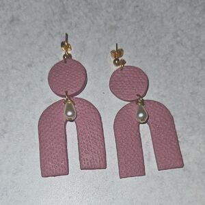 Handmade Polymer Clay Elegant Lilac Earrings with Pearl Accent